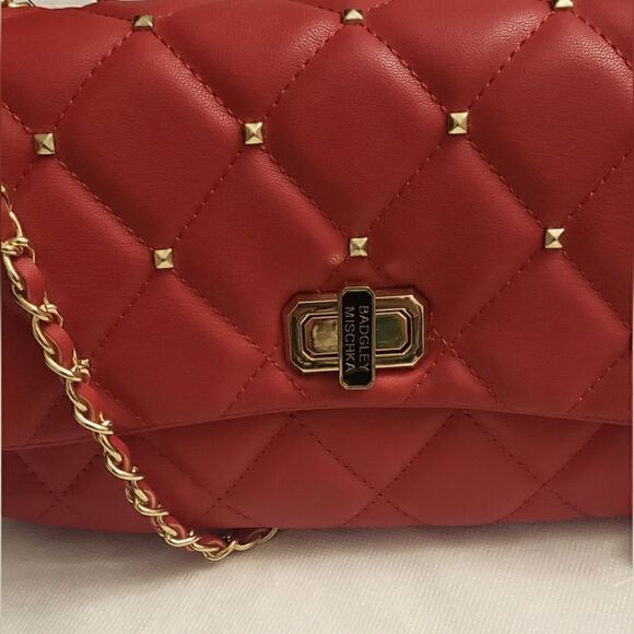 Badgley Mischka Studs Embossed Red Crossbody Shoulder Embossed Bag NWT - Picture 5 of 12